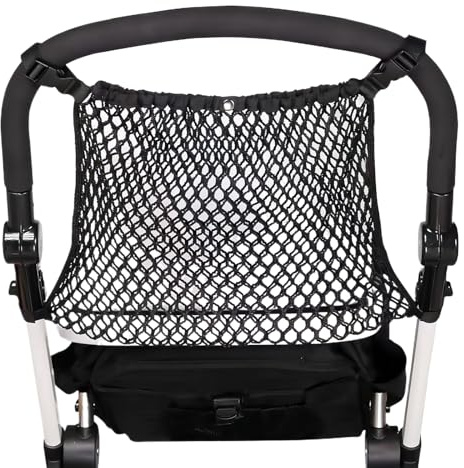 Stroller Shopping Net, Black Buggies Net Bag, Universal Baby Trolley Mesh Net Pocket, Stroller Organizer Storage Bag for Pushchair Buggy Stroller Pram