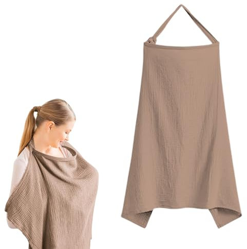 GUTERTOP Stilltuch für Unterwegs, 75 X 95 cm Musselin Stillschal für Unterwegs, Atmungsaktiv Mehrzweck Nursing Cover (Kaffee)