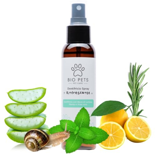 BORHEA Bio Pets Spray Denti Cane e Gatto – Soluzione No-Stress per Igiene Orale e Alito Fresco – Dentifricio Spray per Cani con Aloe e Bava di Lumaca contro Placca e Tartaro, 100ml
