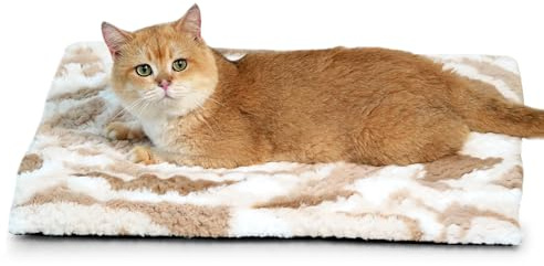 Petace Manta Calefactora para Gatos, Sin Electricidad y baterías, 60 × 45 cm Manta Calefactora de Cara para Gatos y Perros, Almohadilla Térmica para Mascotas para Uso Interior y Exterior, Marrón