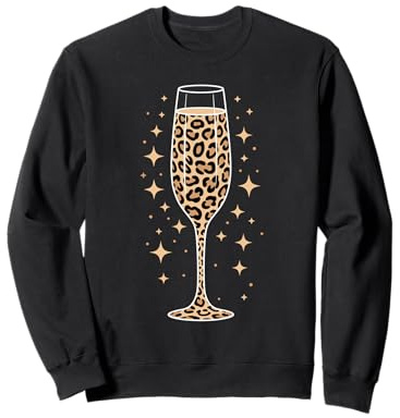 Motif Léopard Verre De Champagne Vin Mousseux Sweatshirt