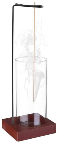 Wooden Incense Holders Upside Down Incense Holder for Sticks Ash Catcher Catching Room Censer Holder Tea Room Home Decoration for Yoga Meditation (Incense holder （With Glass Ash Catcher）)