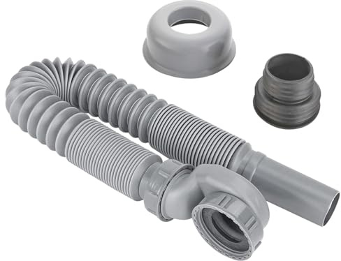 Qrity 1 Pezzi Tubi di Scarico per Vasca da Bagno, Kit di Scarico per Acque Reflue, Sifone a Basso Profilo P da 400mm a 960mm, per Vasca da Bagno