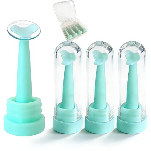 4PCS Hard Contact Lens Inserter Stand, Lens Inserter (Not Remover) with Storage Box Suction Cup Base for Stable Placement, Soft Silicone for Accurate Lens Insertion for RGP/OK Lens Applicator Holder