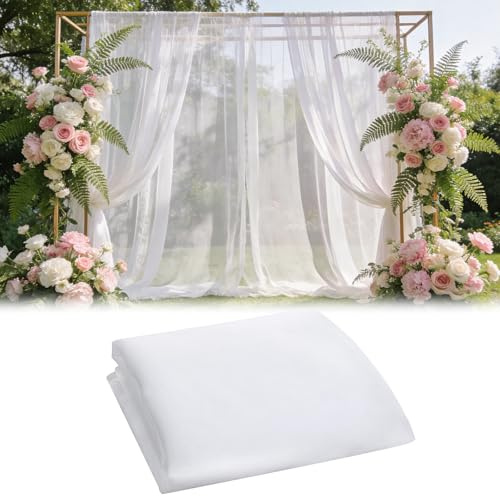 Weißer Tüllstoff 6m x 160cm, Soft Tüllstoff, Organza Stoff Tüll Dekostoff Dekoband zum Nähen,Netzstoff Dekostoffe für Hochzeit Party Geschenke Basteln Dekoration Zeremonienbogen Kleid Schleier