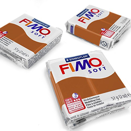 FIMO Modelliermasse aus weichem Polymer für den Ofen, beliebteste Farben, 57 g, 3 Stück, Karamell