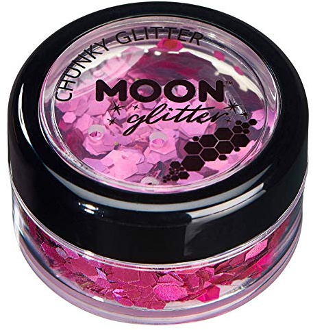 Chunky Holographic Glitter by Moon Glitter - Pink - Cosmetic Festival Makeup Glitter for Face, Body, Nails, Hair, Lips - 3g