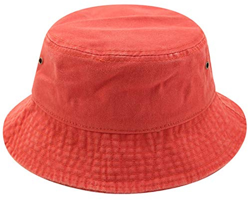 Yixda Vintage bomull fiskarhatt solhatt tvättad retro utomhus bucket hatt, apelsin, one size