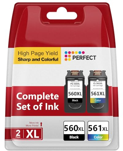 560XL 561XL Ink Cartridges, PG-560 Black & CL-561 Colour XL, High Capacity Replacement Canon 560 561 Ink Cartridges for Pixma TS5350 TS5351 TS5352 TS5353 TS7450 TS7451 (2 Pack)