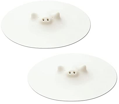 Piggy Steamer Microwave Lid 5.5 in - Set of 2 - Multipurpose for Steaming, Covering, and Opening Jars - White