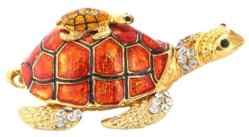 DTSFHTDAL Turtle Trinket Boxes, Hinged Hinged Enamel Jewelry Box Crystals Bejeweled Turtle Trinket Box Turtle Jewelry Box Hand Painted Hinged Jewelry Organizer Art Collection Desktop Decoration