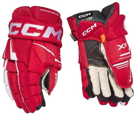 CCM Tacks XF Senior Ice Hockey Gloves (Red/White, 14 Inches)