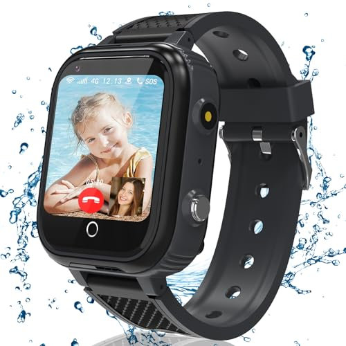 Ruopoem Montre Connectée Enfant 4G Appel Vidéo, Montre GPS Enfant Tracker avec Chat Familial SOS Appareil Caméra IP68 Mode Classe Jeux Réveil, Montre Intelligente Enfant Cadeau pour Filles et Garçons