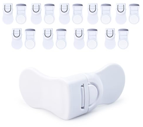 10Pcs Safe Cupboard Locks, Multifunctional Drawer Safety Lock with Self Adhesive Stick, Plastic Proof Corner Locks for Cabinet/Refrigerator/Closet/Oven/Trash/Toilet/Oven(White)