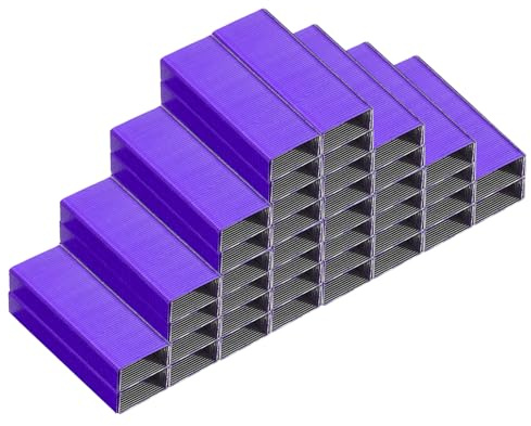 PATIKIL #10 Agrafes Standard, 10 Paquets 10000pcs Longueur de Jambe 3/16 Agrafes à Pointe Plate Chisel Point sans Blocage pour Agrafeuse de Bureau Fournitures de Bureau à Domicile, Violet