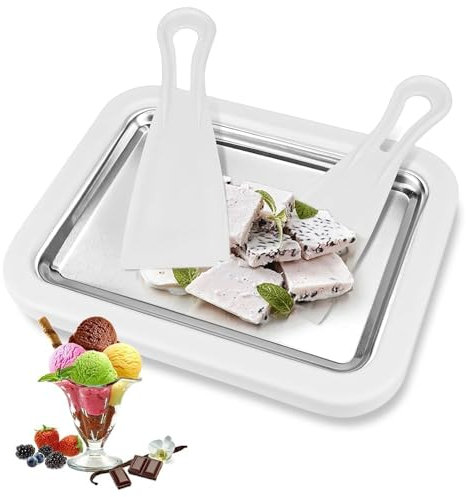 Casenly Heladera Instantánea, Fabricante Helados con 2 Espátulas, Helado Roller Maker Pan Máquina para Hacer Helados Máquina de Yogur Helado, Ice Cream Rolls Maker Machine para Gelato Sorbete Yogur