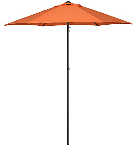 Outsunny Sonnenschirm Ø196 cm, sechseckig Balkonschirm Strandschirm windfest stabil Marktschirm Kurbelschirm Sonnenschutz für Strand Balkon Garten, Orange