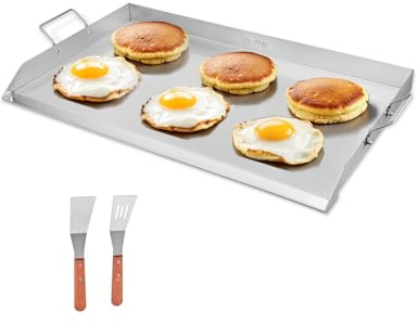 VEVOR Stainless Steel Griddle, 36x22 inch Universal Flat Top Rectangular Plate, Gas Grill Griddle for BBQ Grill, Teppanyaki, Portable Family Cookware with Handle, for Camping Tailgating Party