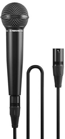 Phenyx Pro Dynamic Vocal Microphone, Cardioid Microphone with 16.4 ft XLR Cable, Mic Clip, Storage Bag, Wired Handheld Mic for Singing, Stage, Studio, Karaoke (PM-25)