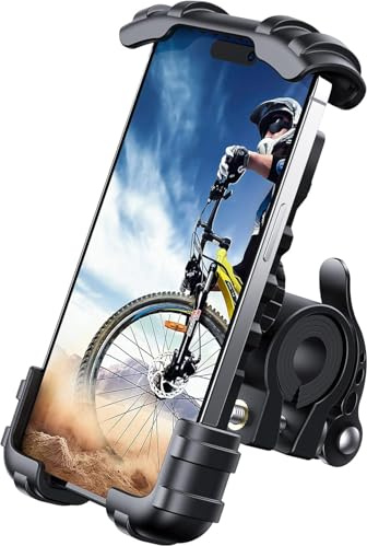 Bike Phone Holder, [Secure Lock & Quick Release] Motorbike Phone Mount, 360° Adjustable Motorcycle Phone Holder for 4.7-6.9 Smartphone, Universal Handlebar Phone Mount for Bicycle/MTB/Scooter
