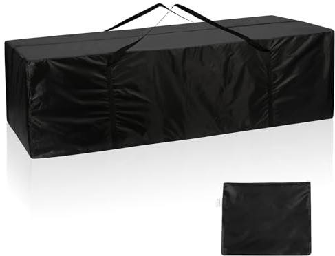 AiQInu Borsa da Giardino per Cuscini, Oxford Porta Cuscini da Esterno Impermeabile, Nero Borsa per Cuscino con Maniglie - 173x76x51cm