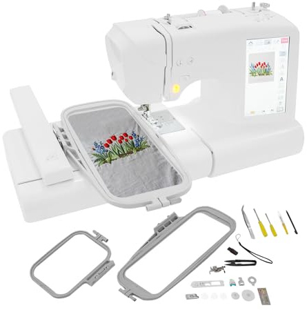 Levkitch Macchina per cucire e ricamare computer, 96 modelli di ricamo integrati e 162 modelli di cucito integrati, macchina da cucire per computer, schermo LCD da 7 pollici e luce per cucire a LED