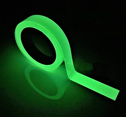 JSITON Glow in The Dark Tape - 33 FT X 0.5 Inch Luminous Photoluminescent/Luminescent Emergency Roll Safety Egress Markers Stairs, Walls, Steps, Exit Sign. Glowing Pro Theatre Stage Floor