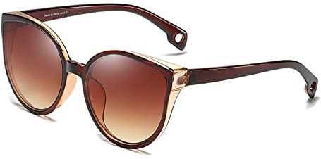 Long Keeper Cat Eye Sunglasses for Women Ladies Trendy Oversized Sunglasses Round Cateye Sun Glasses With UV Protection (Brown Frame - Gradient Brown Lens (C2))
