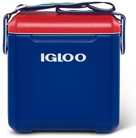 Igloo Enfriador Tag-Along-Too de 11 Cuartos con retención de Hielo de 2 días, Azul Marino con Correa arcoíris, 25 Cuartos de galón