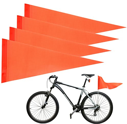Moukeren 4 Pcs Bike Safety Flag Replacement High Visibility Orange Safety Flag Pennant Tear-resistant Waterproof for Bicycle Electric Car Outdoor Tent