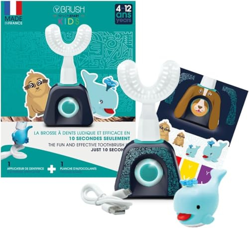 Brosse à dents sonique électrique Y-Brush 2024 pour enfants - NylonStart Kids Package (4-12 ans) - Cliniquement prouvé par des dentistes