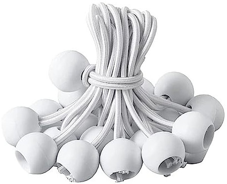 LATRAT Bungee Ball,Tenditori Elastici con Sfera Corde Elastiche con Sfere per Tendoni Banner Elastici Fissaggio, Bianco 25