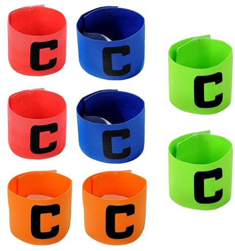 Omevett 8pcs Adjustable Kids Captains Armband Football with Velcro,Elastic Multicolour Captain's Armbands for Rugby Hockey Netball,Unisex Sports Player Arm Bands for Youth Adult Training Clubs Teams