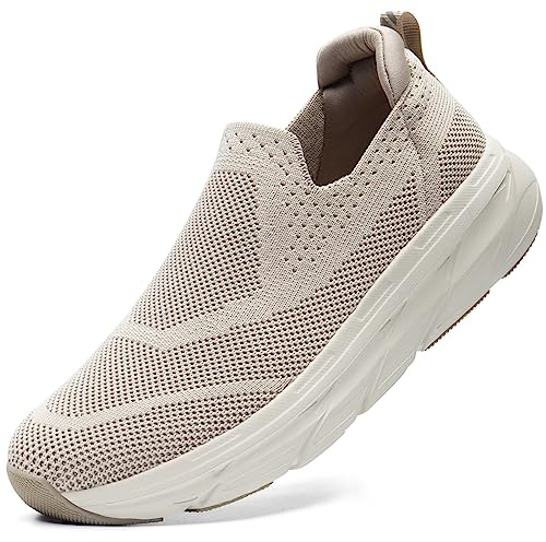 STQ Ladies Trainers Slip on Orthopedic Walking Shoes Women Footwear Tennis Sneakers Comfortable Lightweight for Nursing Bunions Outdoor Fitness Workout Taupe 5.5 UK/7.5 US