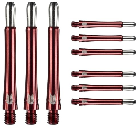 Target Darts Grip Style Aluminium Shaft - Pack of 9 | Red, Intermediate (40.8mm) | Professional Darts Accessories, 2BA Shaft Multipack with Rings, Dart Shaft Multipack, Dart Stems