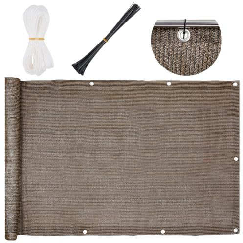CREATCABIN Brise Vue pour Balcon Clôture Balustrade Couverture D'Ombrage Commerciale Tissu Pare Soleil 90% Tissu Maille Protection UV pour Terrasse Extérieure Patio Jardin Arrière Cour Marron 3x0.9 m