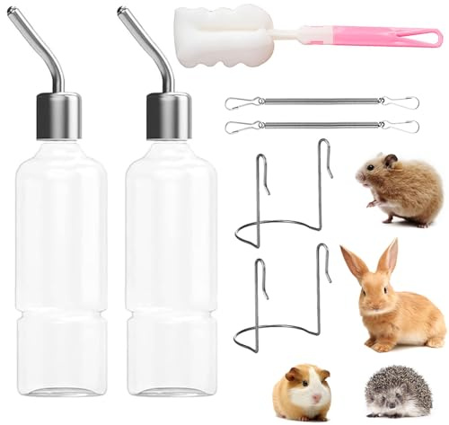 YINZZTRY Biberon Lapin, 2 Pièces Rongeur Distributeur Eau, Suspendus Lapin Deau Distributeur, Abreuvoir pour Les Rongeurs, pour Abreuvoir Rongeur, Chatons, Chiens, Hamsters, 350 ML