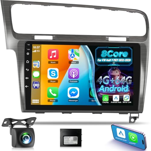 NHOPEEW Qualcomm 8 Core 4+64G Autoradio per VW Golf 7 MK7 2012-2020 - 10 pollici Radio Supporto Carplay&Android Auto 5G Wifi&GPS DSP 3D Auto Mondel Display Ventola di raffreddamento