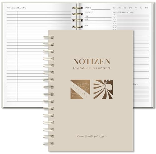 BIROYAL Tagesplaner Undatiert A5 - Spiralbound Daily Planner - To Do Planer mit Terminplan, Notizen & Planung - 7 Uhr bis 22 Uhr mit 30-Minuten-Intervallen - To Do Listen Buch - Terminplaner Für Büro