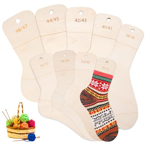 BORDEAG Lot de 9 planches à chaussettes taille 30-47, avec indication de taille, gabarit de chaussettes, bloqueurs de chaussettes, planches à chaussettes, pour tricot, crochet