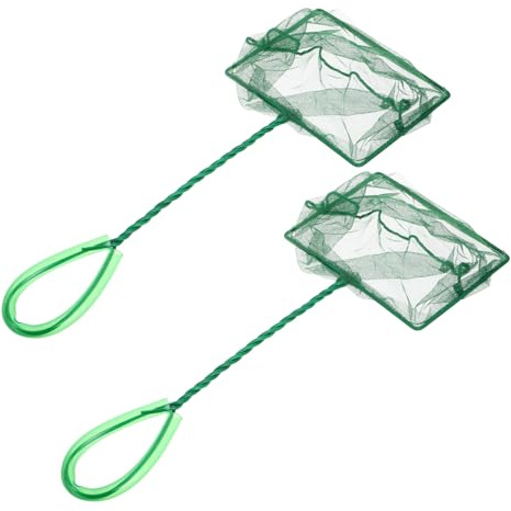 ERINGOGO 2pcs Square Hand-copy Fish Net for Fish Tank Mesh Handheld Design for Aquarium Cleaning and Catching Shrimp Small