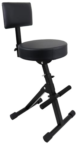 ＡＷＨＡＯ Foldable Guitar Stool Drum Throne 70–98 cm adjustable height Folding Padded Seat with Adjustable Height Removable Backrest for Bar Drummer Adults Musician