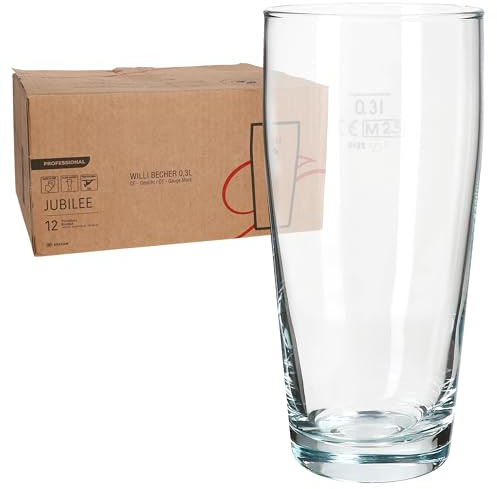 MamboCat 12er Set Willibecher 0,3 L geeicht I Biergläser aus klarem Glas mit Eichstrich I Trinkgläser für Bier, Wasser, Cocktails & Softgetränke ideal für Gastro, Bars & Restaurants