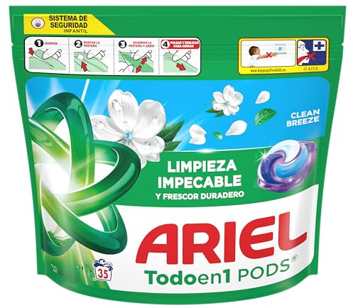 Ariel PODS Todo En 1, Detergente Líquido En Cápsulas 35 Lavados, Brisa Limpia
