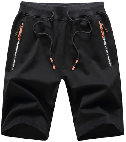 JustSun korta byxor herr shorts sommar sport bomull med dragkedja | Męskie Szorty Sportowe Bawełniane Oddychające Rozciągliwe Elastyczny Pas z kieszeniami na zamek
