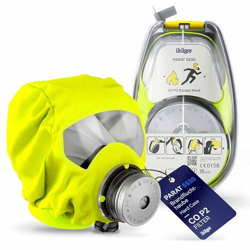 Dräger Parat 5530 cappuccio di emergenza in un robusto Hard Case | Efficace cappuccio di salvataggio per la protezione contro i gas tossici, il monossido di carbonio (CO)