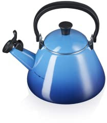 Le Creuset Kone Stove-Top Kettle with Whistle, Suitable for All Hob Types Including Induction and Cast Iron, Enamelled Steel, Capacity, 1.6 L, Azure, 92000200220000