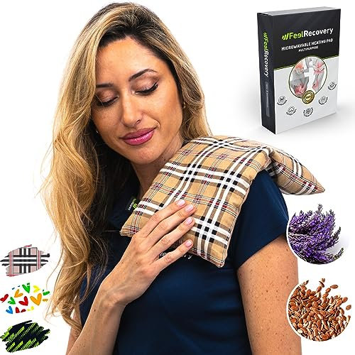 Bouillotte Sèche Graines de Lin - Coussin Chauffant Micro Onde contre Douleur Musculaire (35x18 cm) - Compresse Chauffante de Graines Aromatiques - Housse Lavable, 100% Coton et Odeur de Lavande