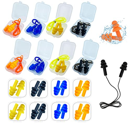 Ear Plugs for Sleeping,16 Pairs Noise Canceling Soft Reusable Silicone Earplugs Waterproof Noise Reduction Earplugs for Concert,Swimming,Study,Loud Noise,Snoring