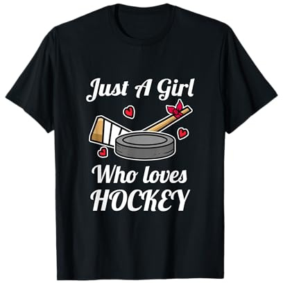 Just A Girl Who Loves Hockey Ragazza Hockey Su Ghiaccio Maglietta